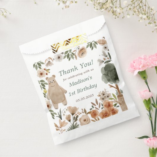 かわいいウッドランド動物1stバースデーパーティー好意バッグ フェイバーバッグ (封をした状態)