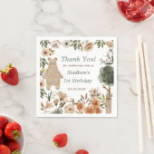 かわいいウッドランド動物1st誕生日パーティーナプキンス スタンダードカクテルナプキン (インサイチュ)