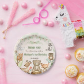 かわいいウッドランド動物1st誕生日パーティー紙プラ ペーパープレート (パーティー)