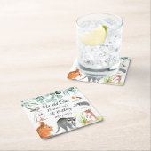 かわいいウッドランド動物1st誕生日ワイルドワン スクエアペーパーコースター (インサイチュ)