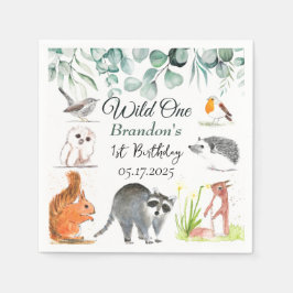 かわいいウッドランド動物1st誕生日ワイルドワン スタンダードカクテルナプキン
