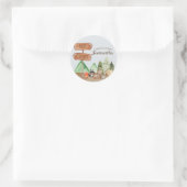 かわいいウッドランド森林動物キャンプ赤ちゃんシャワー ラウンドシール (バッグ)