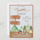 かわいいウッドランド森林動物キャンプ赤ちゃんシャワー 招待状 (正面)