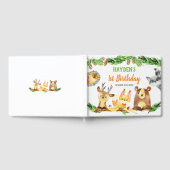 かわいいウッドランド森林生き物の水彩誕生日 ゲストブック (全面)
