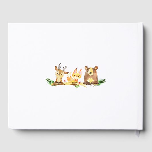 かわいいウッドランド森林生き物の水彩誕生日 ゲストブック (裏面)