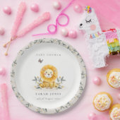 かわいいウッドランド水彩獅子葉赤ちゃんシャワー ペーパープレート (パーティー)