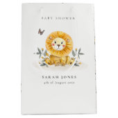 かわいいウッドランド水彩獅子葉赤ちゃんシャワー ミディアムペーパーバッグ (正面)