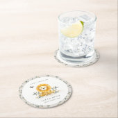 かわいいウッドランド水彩獅子葉赤ちゃんシャワー ラウンドペーパーコースター (インサイチュ)