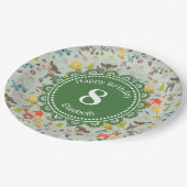 かわいいウッドランド生き物アニマルパターン誕生日 ペーパープレート (アングル)