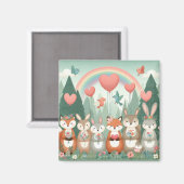 かわいいウッドランド生き物バレンタイン マグネット (正面/裏面)