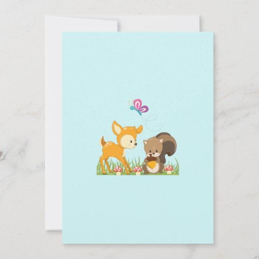 かわいいウッドランド生き物マンガベビーシャワー招待状 招待状 (裏面)