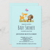 かわいいウッドランド生き物マンガベビーシャワー招待状 招待状 (正面/裏面)