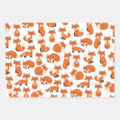 かわいいウッドランド秋の森キツネ模様 ラッピングペーパーシート (正面2)