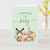 かわいいウッドランド緑の森の動物シャワーギフト カード (黄色い花)