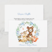 かわいいウッドランド緑の赤ちゃんシャワーおむつラッフル 招待状 (正面/裏面)