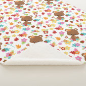 かわいいウッドランド葉ベア&ベビーガールかわいい シェルパブランケット (3/4)