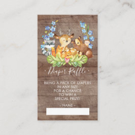 かわいいウッドランド赤ちゃんシャワーおむつラッフルチケット エンクロージャーカード