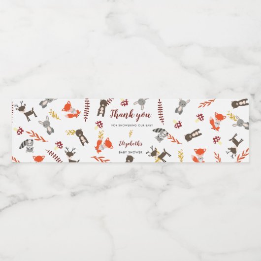 かわいいウッドランド赤ちゃんシャワー森林動物かわいい ペットボトルラベル (シングルラベル)