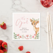 かわいいウッドランド鹿の赤ちゃんガールシャワー スタンダードカクテルナプキン (インサイチュ)