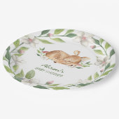 かわいいウッドランド鹿フローラ緑の赤ちゃんシャワー9" ペーパープレート (アングル)