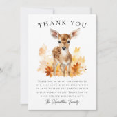 かわいいウッドランド鹿秋赤ちゃんシャワー サンキューカード (正面)