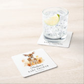 かわいいウッドランド鹿秋赤ちゃんシャワー スクエアペーパーコースター (インサイチュ)