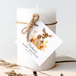 かわいいウッドランド鹿秋赤ちゃんシャワー フェイバータグ