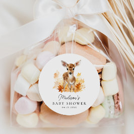 かわいいウッドランド鹿秋赤ちゃんシャワー ラウンドシール
