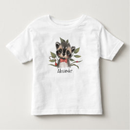 かわいいウッドランド・ラクーン（子どもの名前あり） トドラーTシャツ