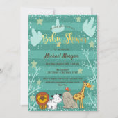 かわいいウッドランド、森林動物の赤ちゃんシャワー 招待状 (正面)