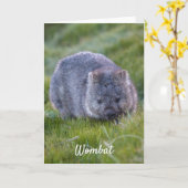 かわいいウパーソナライズされたォンバット動物タスマニアオーストラリア カード (黄色い花)