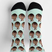 かわいいウマの写真ミントグリーンオーバルペットカスタム ソックス (上部)