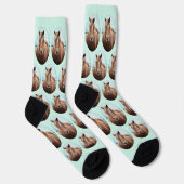 かわいいウマの写真ミントグリーンオーバルペットカスタム ソックス (右)