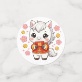 かわいいウマの旧正月デザイン コンフェッティ (スモール正面)