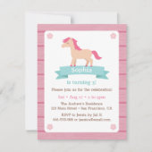 かわいいウマガールズピンクの誕生日パーティー 招待状 (正面)