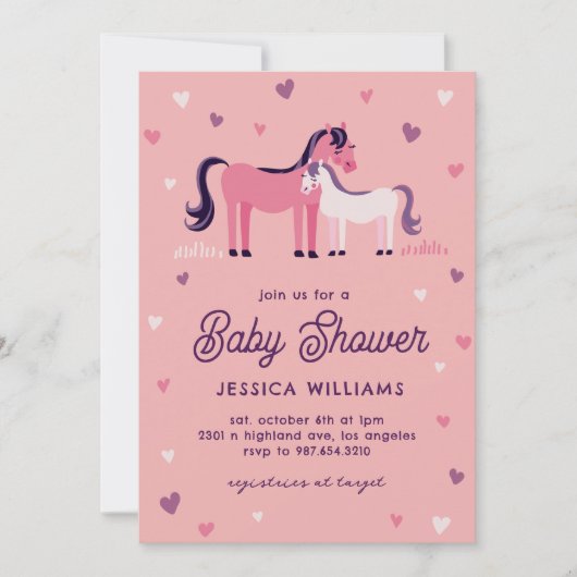 かわいいウマ&フォール招待状 招待状 (正面)