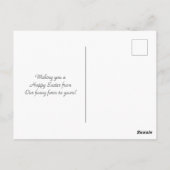 かわいいウマ&フラワーファームおもしろいハッピーイースター ポストカード (裏面)