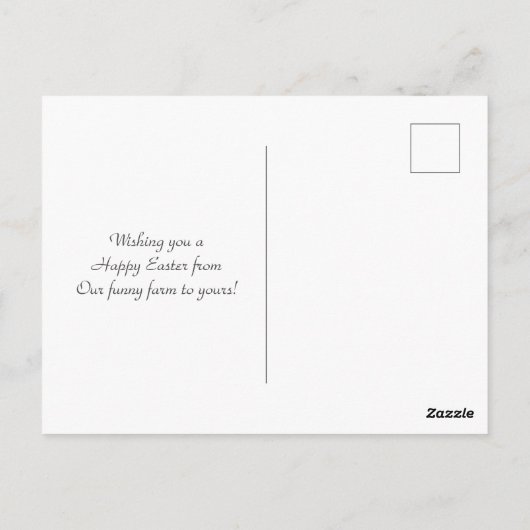 かわいいウマ&フラワーファームおもしろいハッピーイースター ポストカード (裏面)