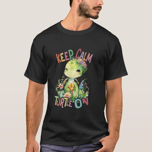 かわいいウミガメが動物bを隠した tシャツ (正面)