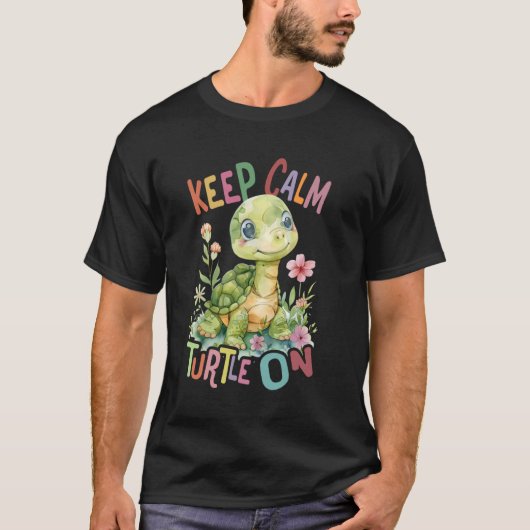 かわいいウミガメが動物bを隠した tシャツ (正面)