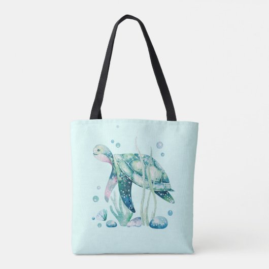 かわいいウミガメとサンゴの組成物 トートバッグ (裏面)