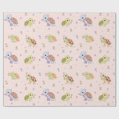 かわいいウミガメと花のラッピング紙 ラッピングペーパー (フラット)