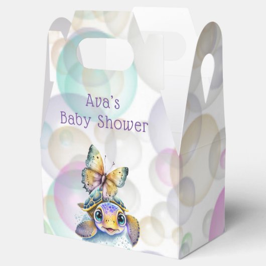かわいいウミガメと蝶の赤ちゃんシャワーカスタム フェイバーボックス (オープン)