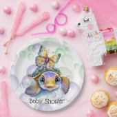 かわいいウミガメと蝶の赤ちゃんシャワー ペーパープレート (パーティー)
