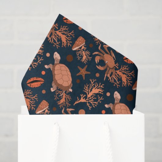 かわいいウミガメのカニのパターブビーチパーティー 薄葉紙 (ギフトバッグ)