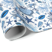 かわいいウミガメのカニ模様ビーチパーティー ラッピングペーパー (ロールコーナー)