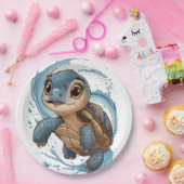 かわいいウミガメのクリスマスウォーターカラーホリデー ペーパープレート (パーティー)