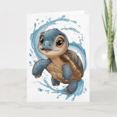 かわいいウミガメのクリスマスホリデーウォーター色 カード (正面)