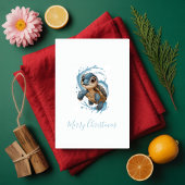 かわいいウミガメのクリスマスホリデーウォーター色 カード