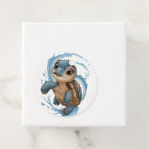 かわいいウミガメのクリスマス　ホリデー　水彩画